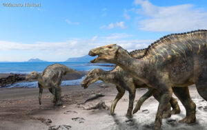 カムイサウルス生態復元図海岸(c)MasatoHattori600